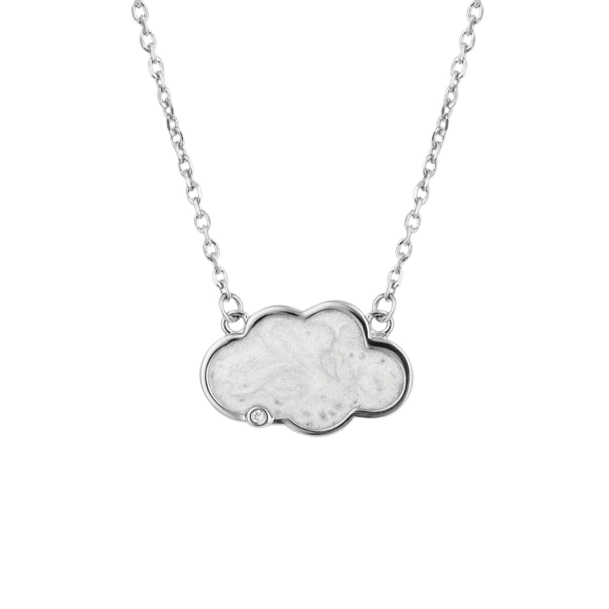 D For Diamond Pearlised Enamel Cloud Necklace with Diamond
