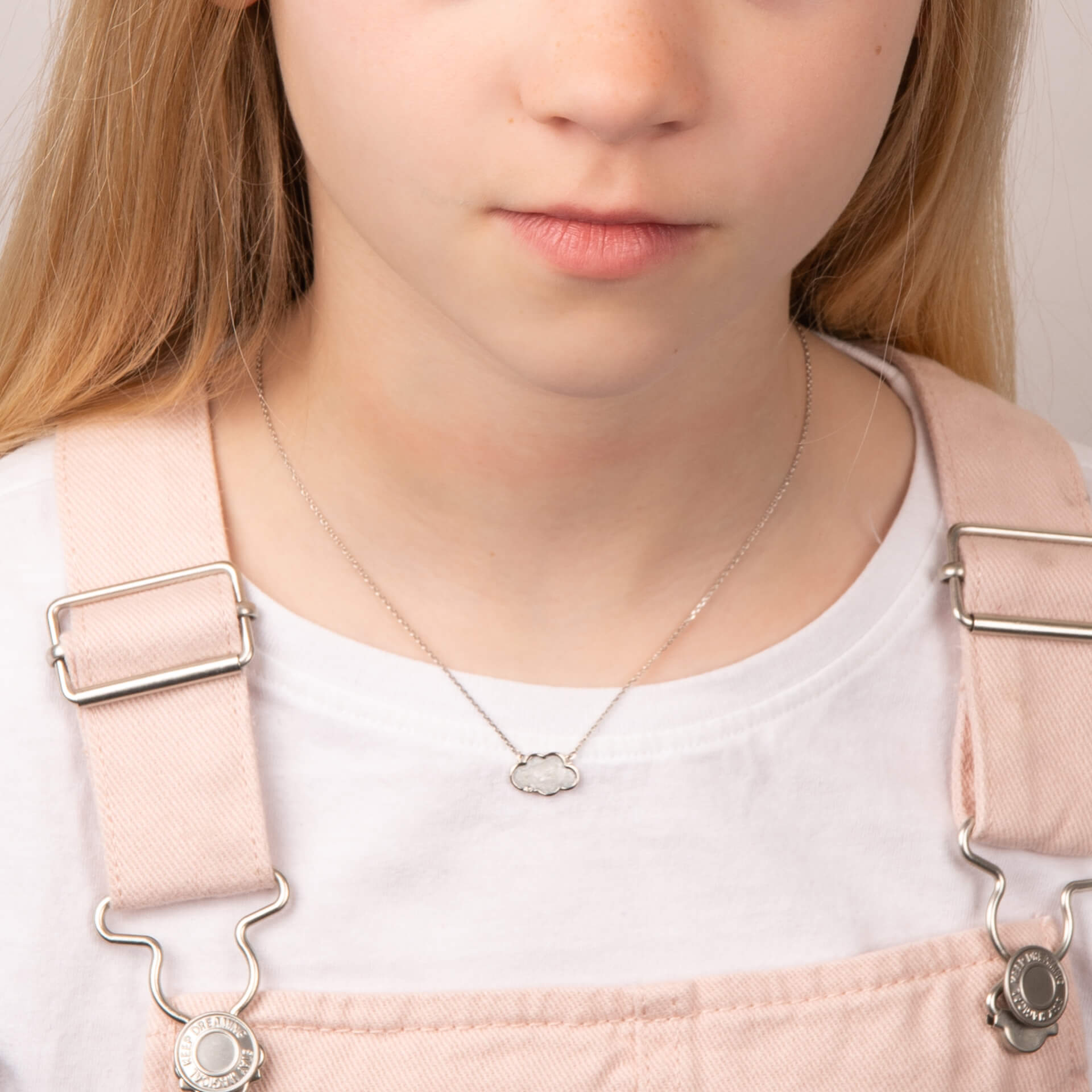 D For Diamond Pearlised Enamel Cloud Necklace with Diamond