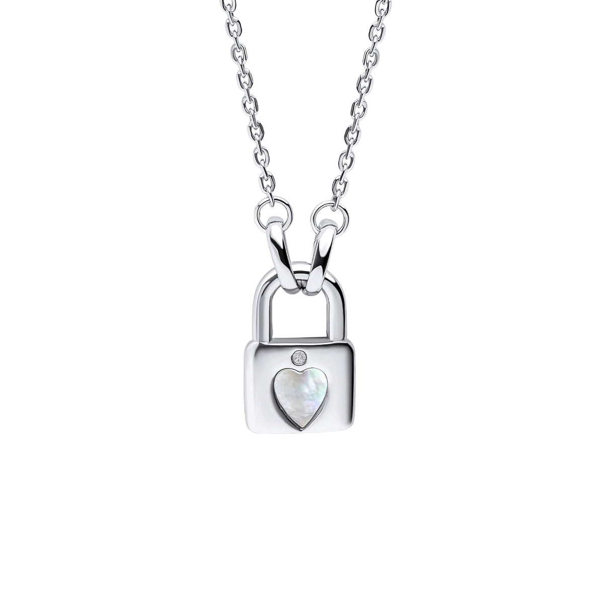 D For Diamond Vorhängeschloss-Herz-Halskette mit Diamant