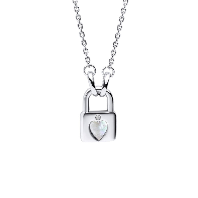 D For Diamond Vorhängeschloss-Herz-Halskette mit Diamant