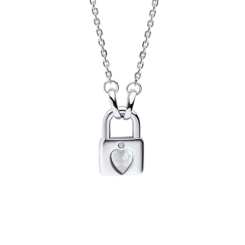 D For Diamond Vorhängeschloss-Herz-Halskette mit Diamant