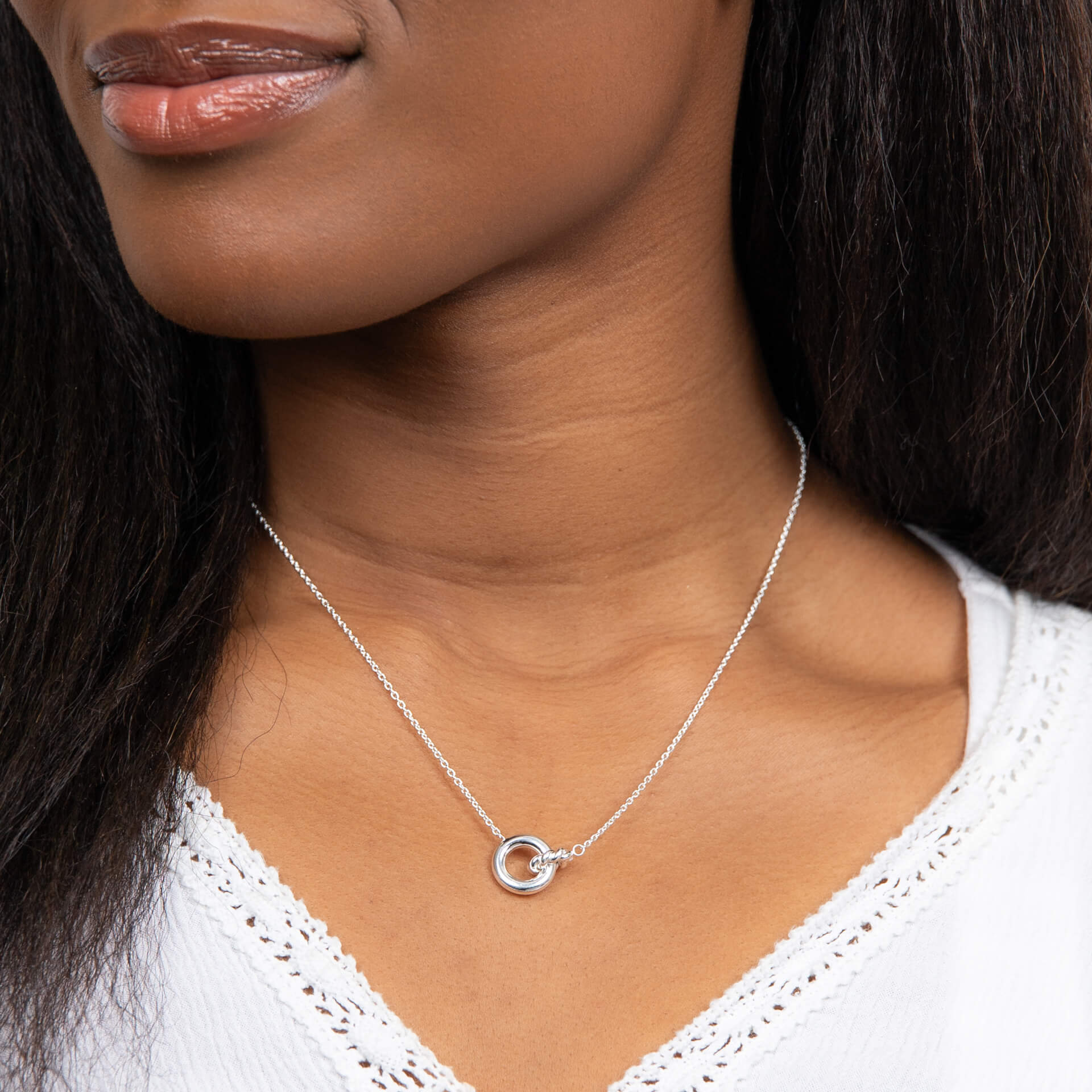 Beginnings Plain and Rope Linked Circles Necklace