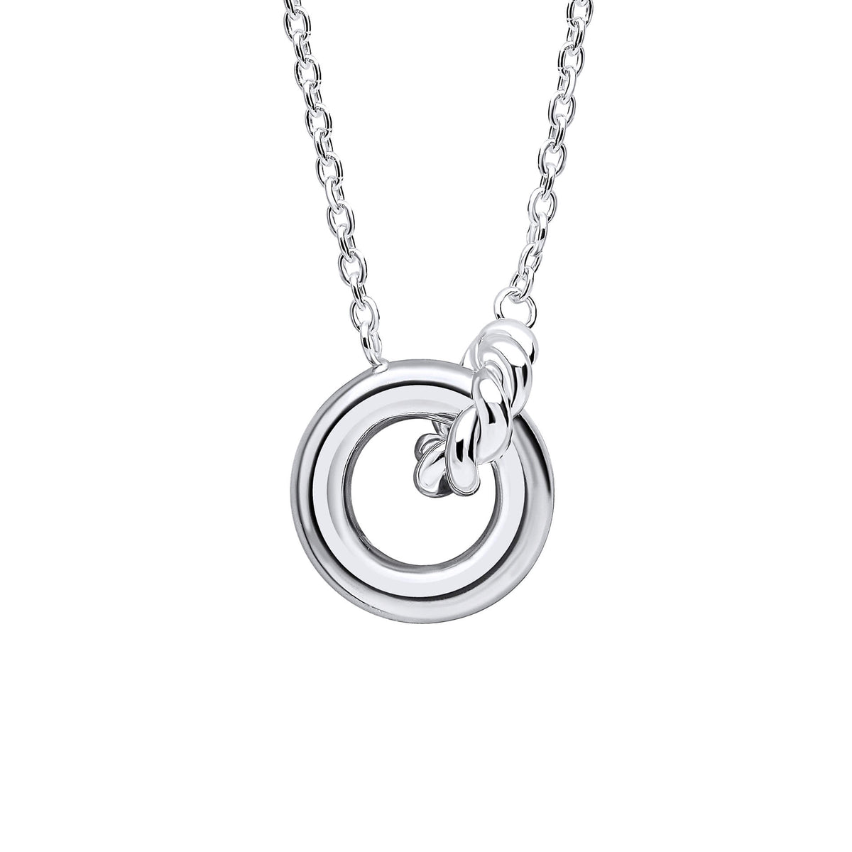Beginnings Plain and Rope Linked Circles Necklace