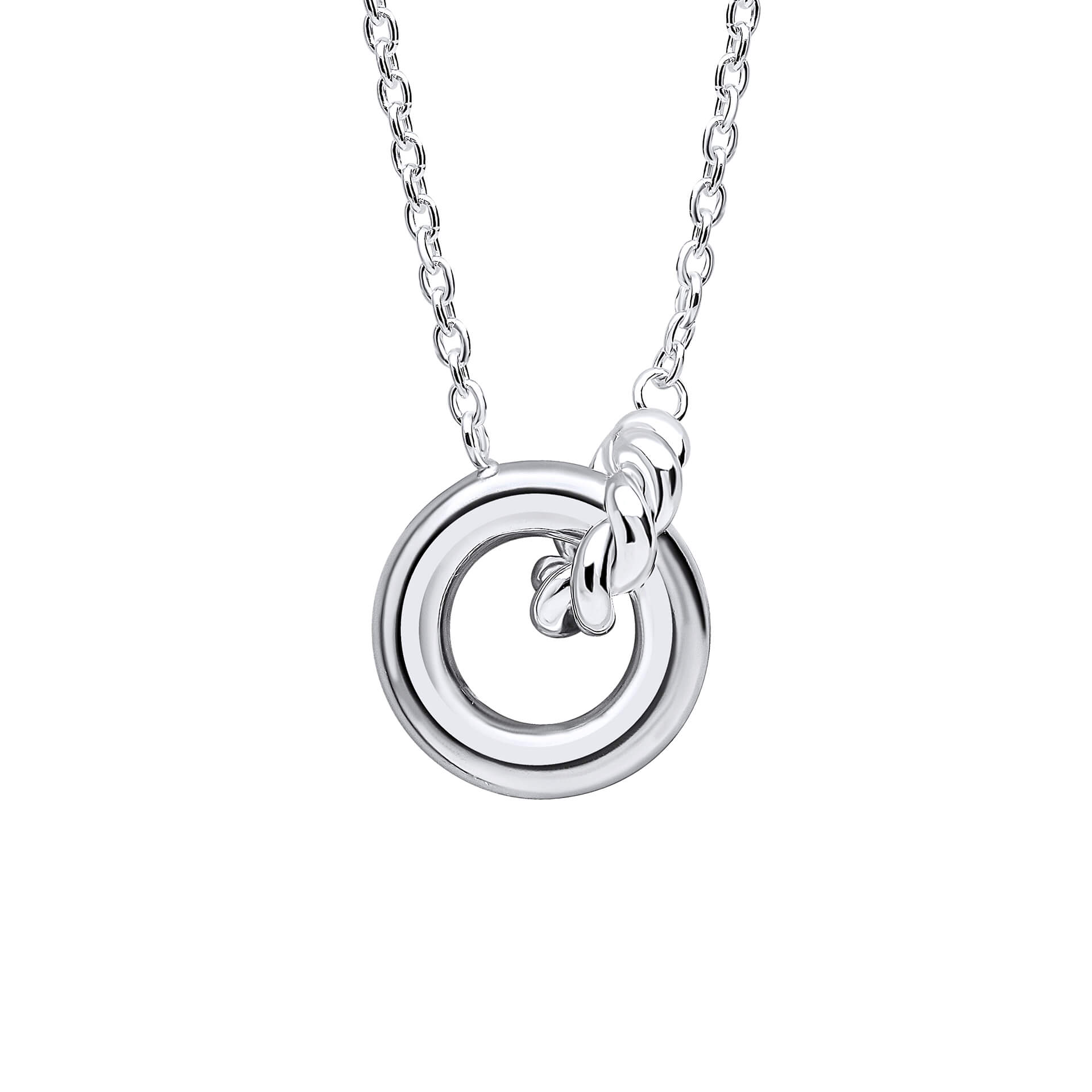 Beginnings Plain and Rope Linked Circles Necklace