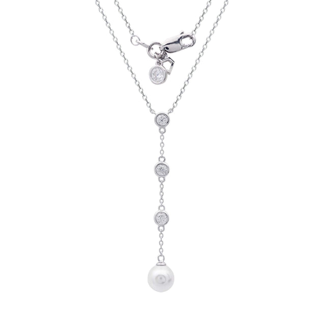 Diamonfire Zirkonia- und Muschelperlen-Y-Ketten-Halskette