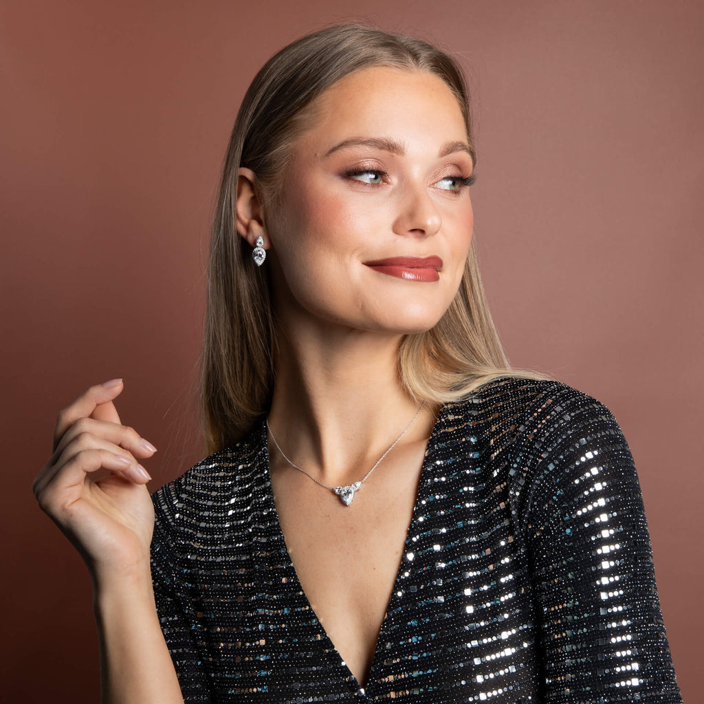 Diamonfire Triple Teardrop Statement Necklace