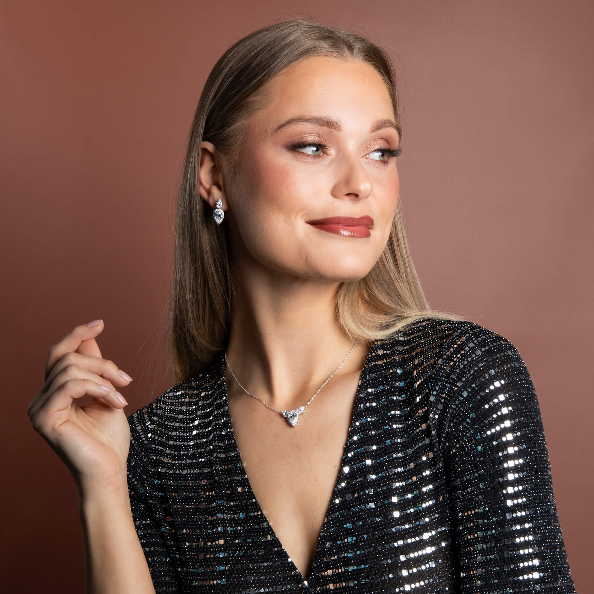 Diamonfire Triple Teardrop Statement Necklace
