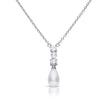 Diamonfire Alternating Shell Pearl and Zirconia Drop Necklace
