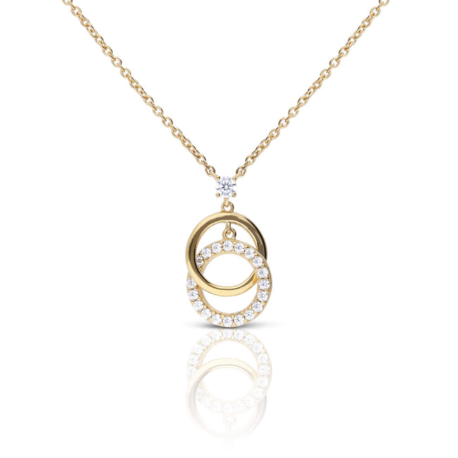 Diamonfire halskæde med sammenkoblede ringe i glat design og med zirkonia
