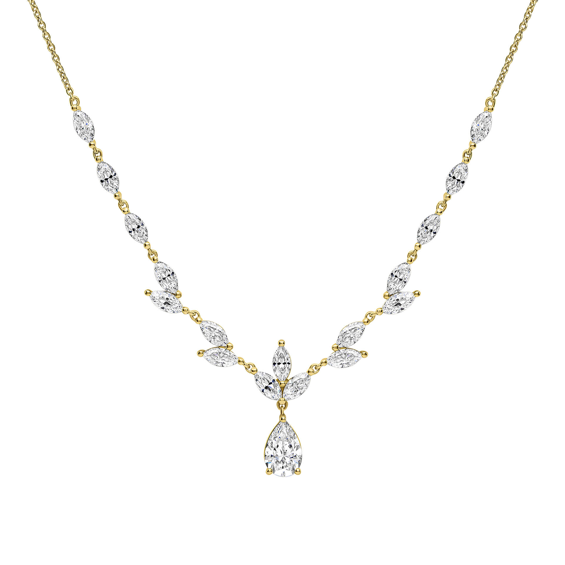 Diamonfire Vine Leaf Necklace with Teardrop Drop