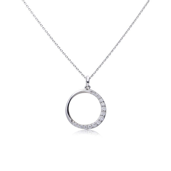 Diamonfire Half Pave Open Circle-halskæde