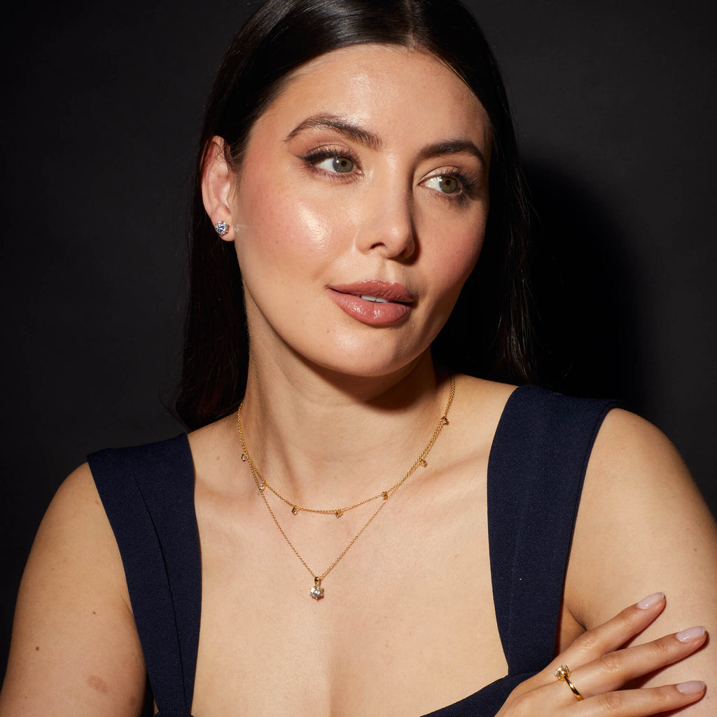 Diamonfire Four Claw Set Zirconia Station Necklace