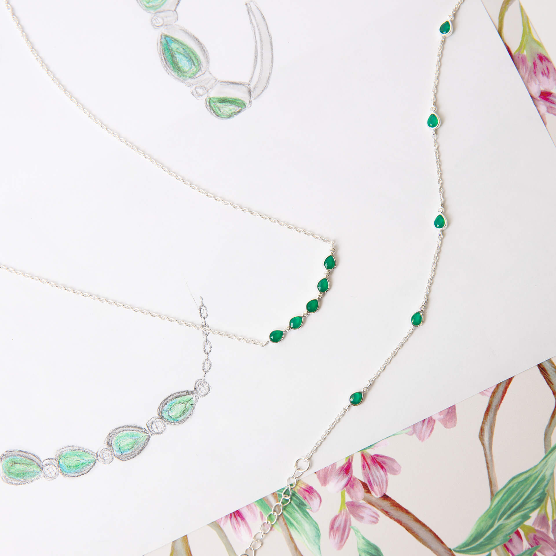 Laura Ashley Silver Thornage Flowers Necklace