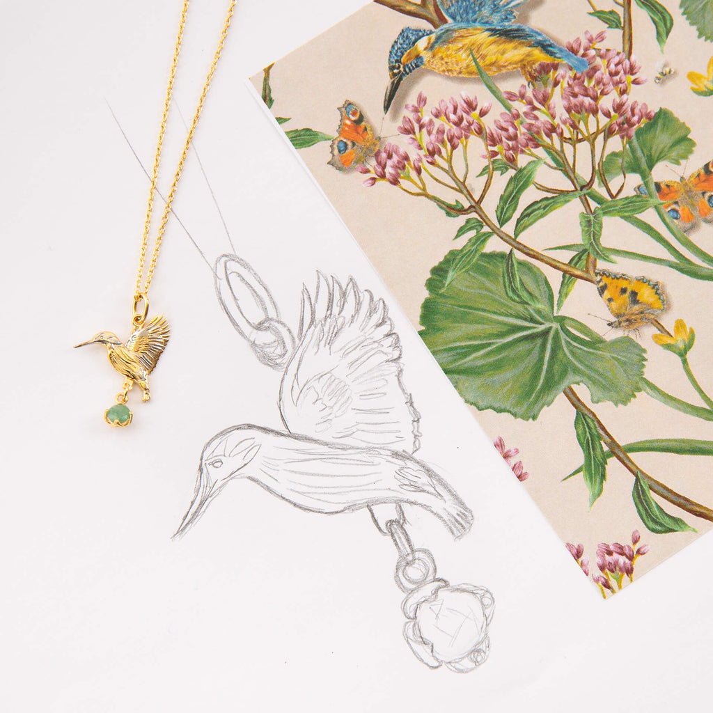 Laura Ashley Silver Llanelli Kingfisher Necklace