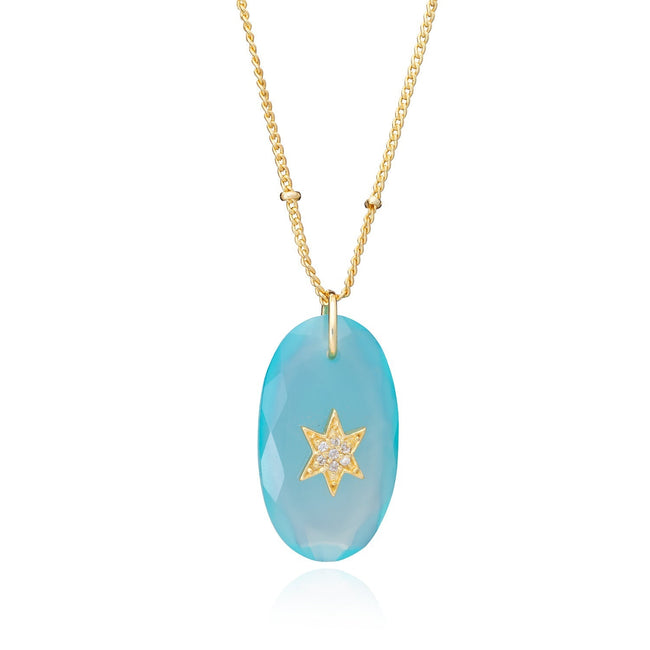 Troy Oval Gemstone Star-Anhänger Pariba Onyx