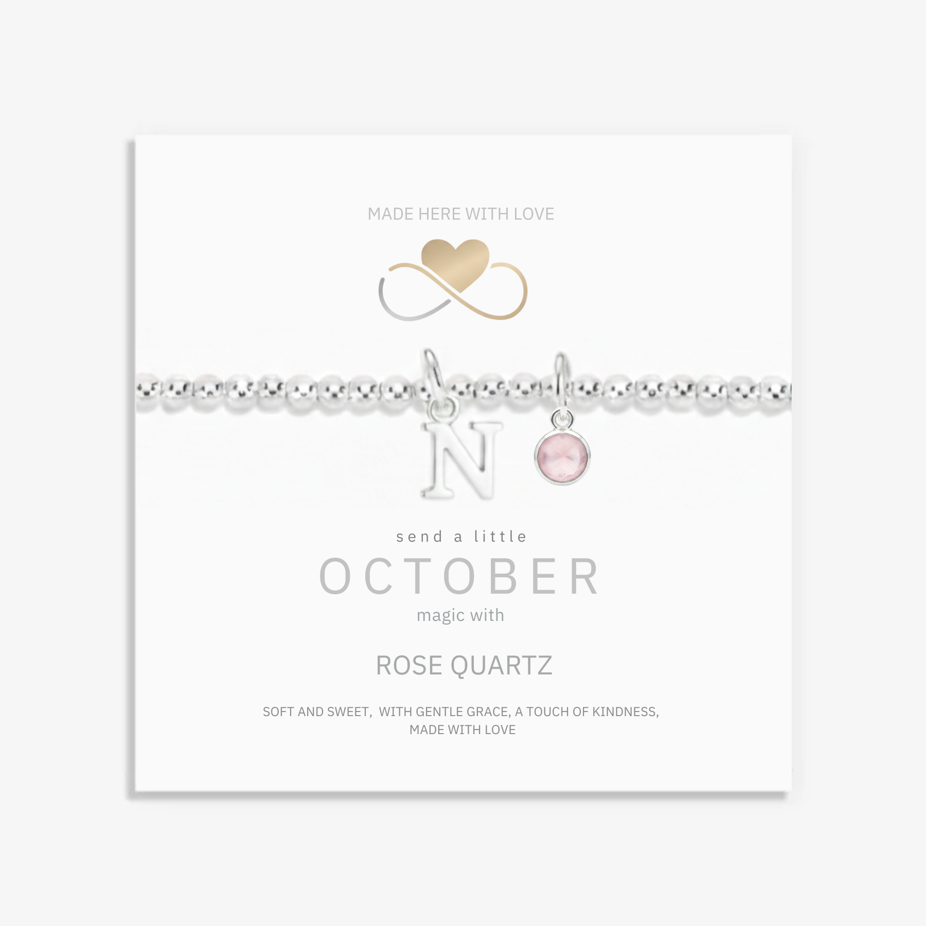 Initial & October Birthstone Bracelet | Personalised Stretch Bead Bracelet