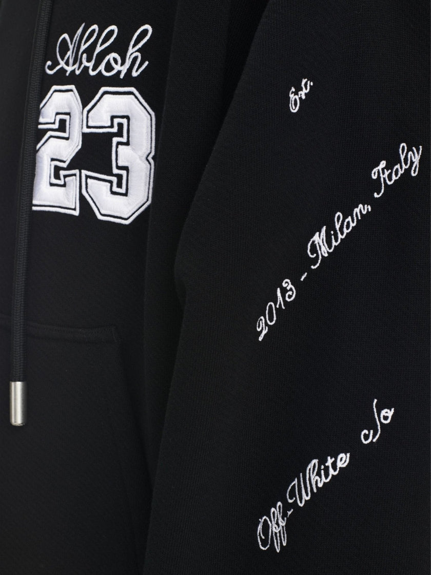 23 Skate Logo Embroidered Hoodie Black White
