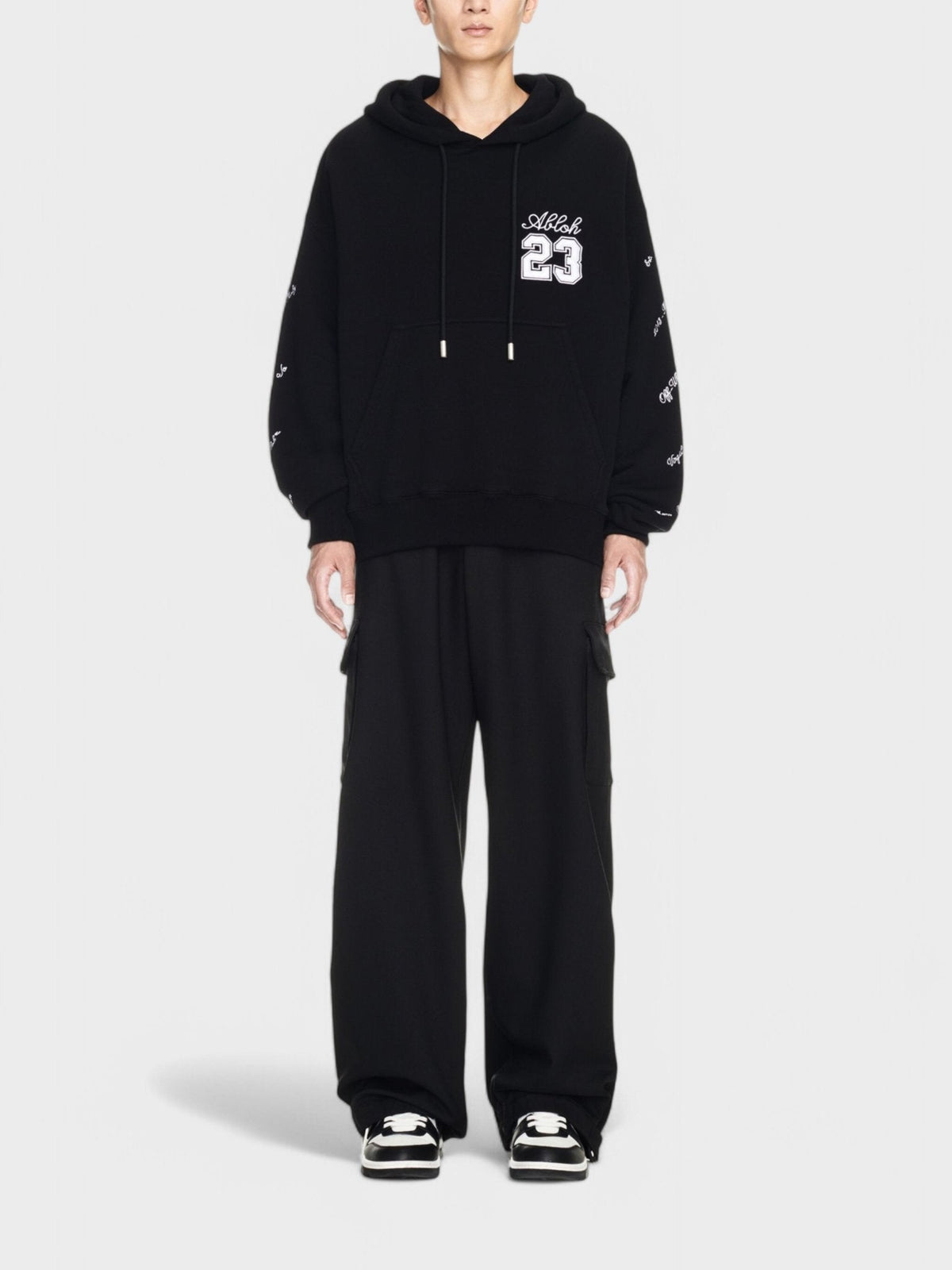 23 Skate Logo Embroidered Hoodie Black White