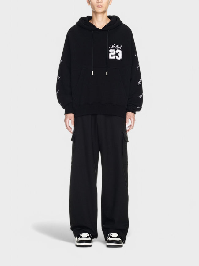 23 Skate Logo Embroidered Hoodie Black White