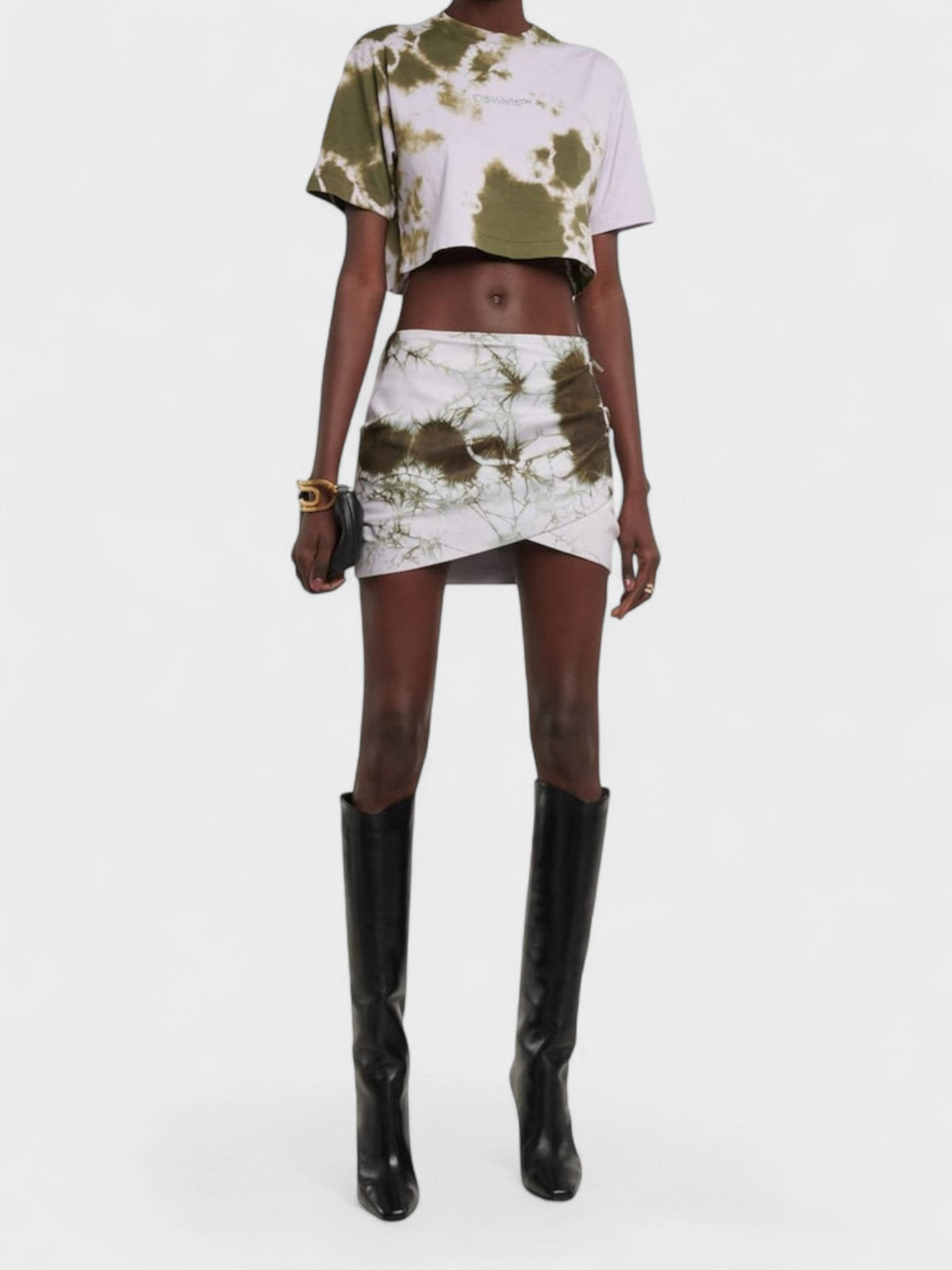 Off-White Bling Tie Dye Crop T-Shirt Lilac