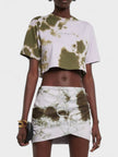 Off-White Bling Tie Dye Crop T-Shirt Lilac