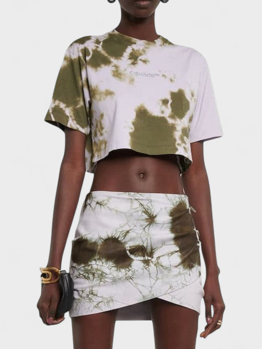 Off-White Bling Tie Dye Crop T-Shirt Lilac