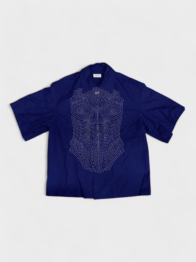 Off White Body Stitch S/S Shirt Blue White