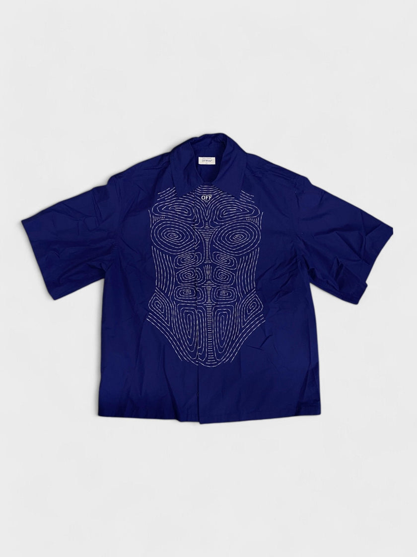 Off White Body Stitch S/S Shirt Blue White