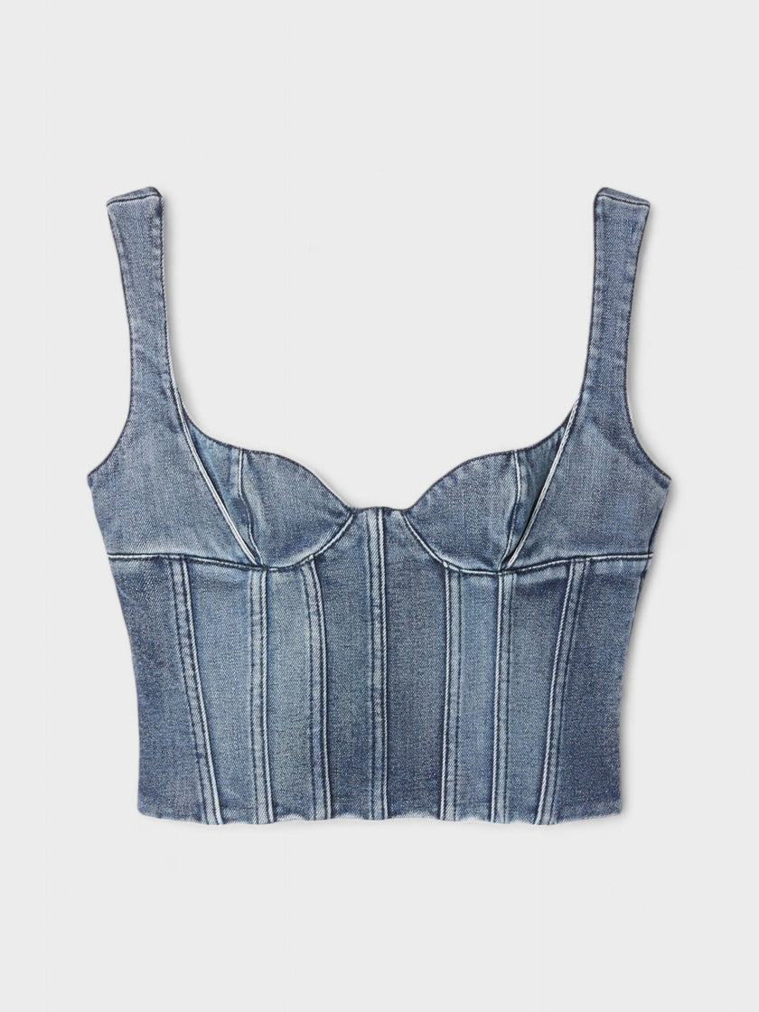 Off-White Bustier Top Denim Blue