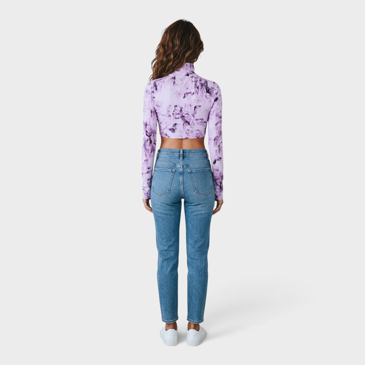 Floral Cropped Long Sleeve Tee Purple