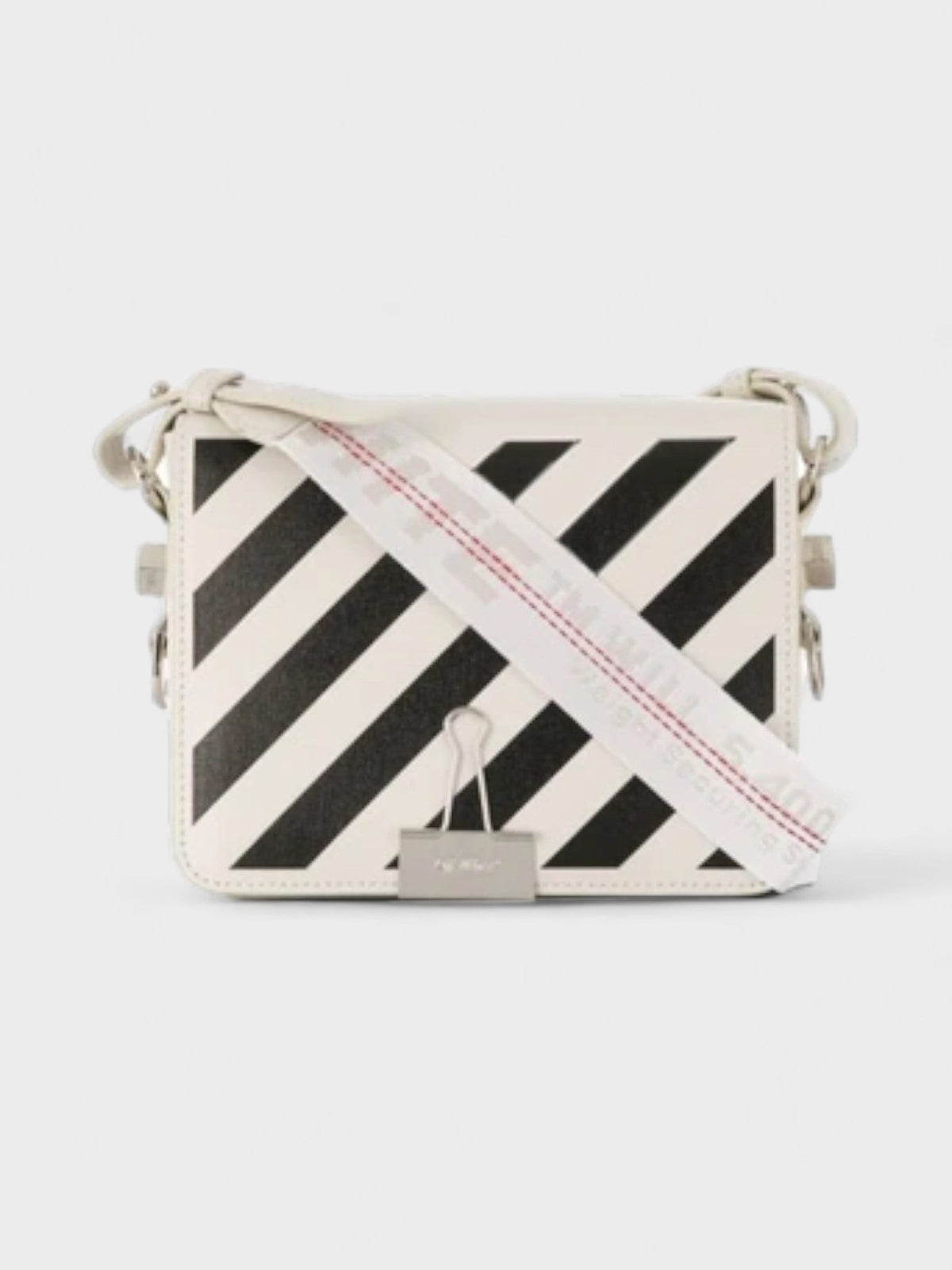Diag Flap Bag White Black