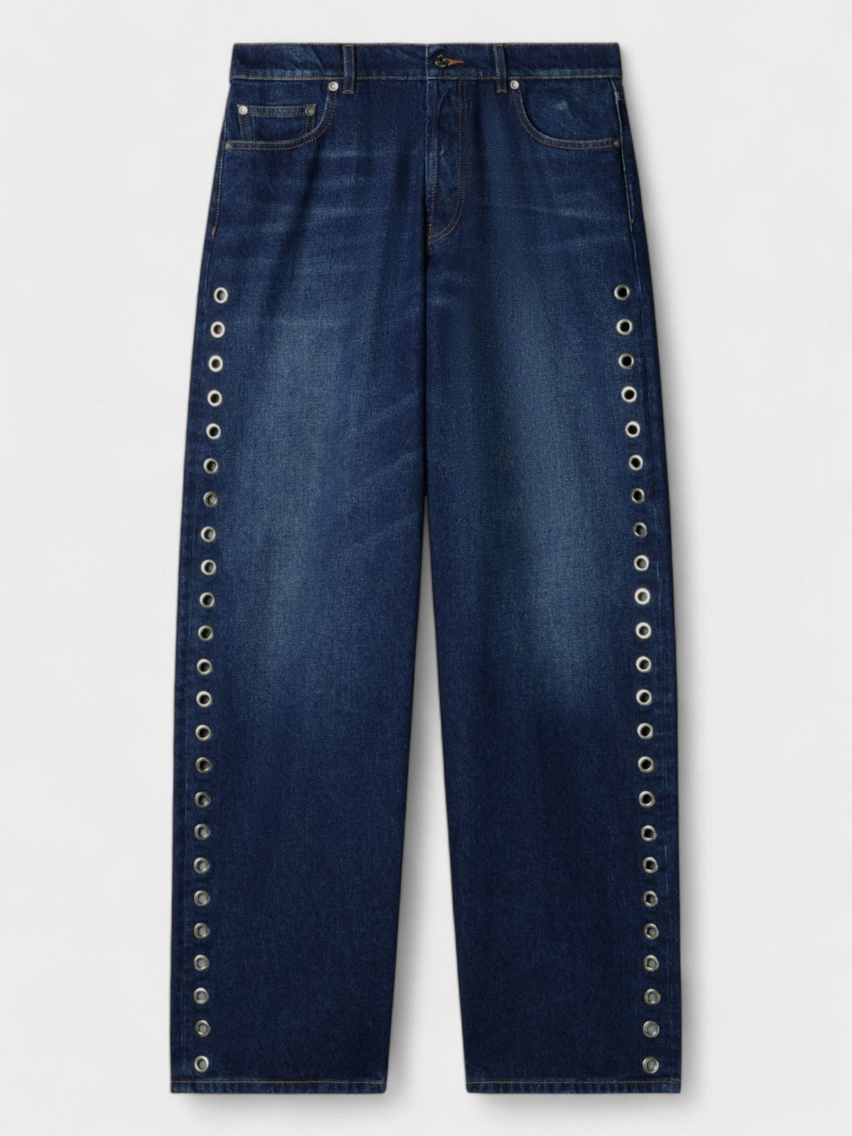 Off-White Eyelet Loose Fit Jeans Medium Blue