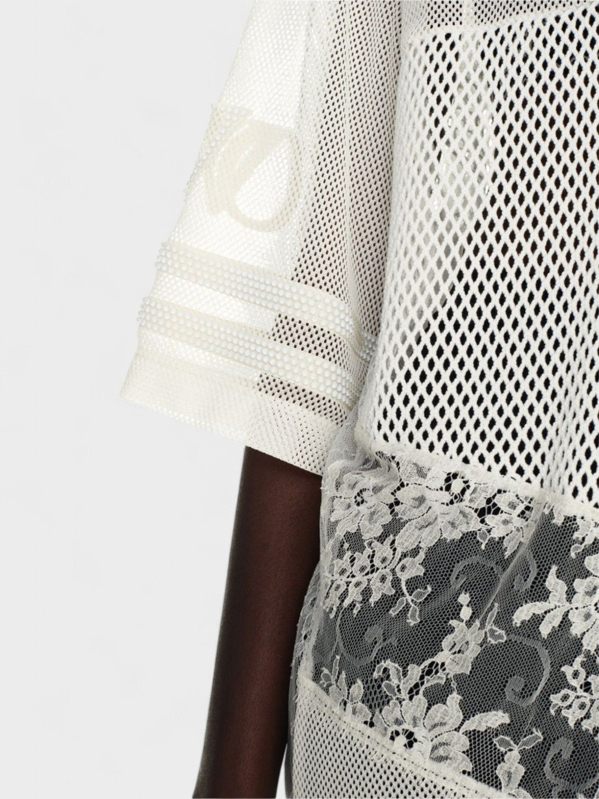 Off-White Lace & Mesh Sport Top White