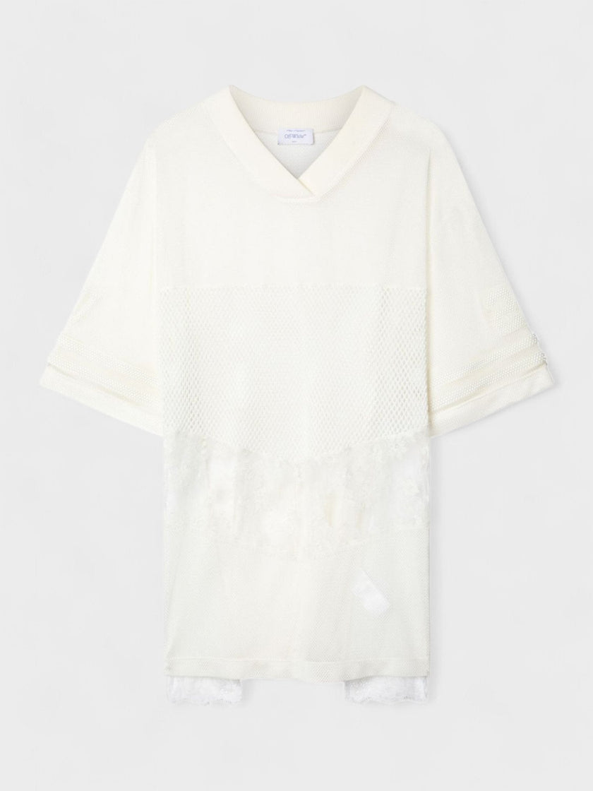 Off-White Lace & Mesh Sport Top White