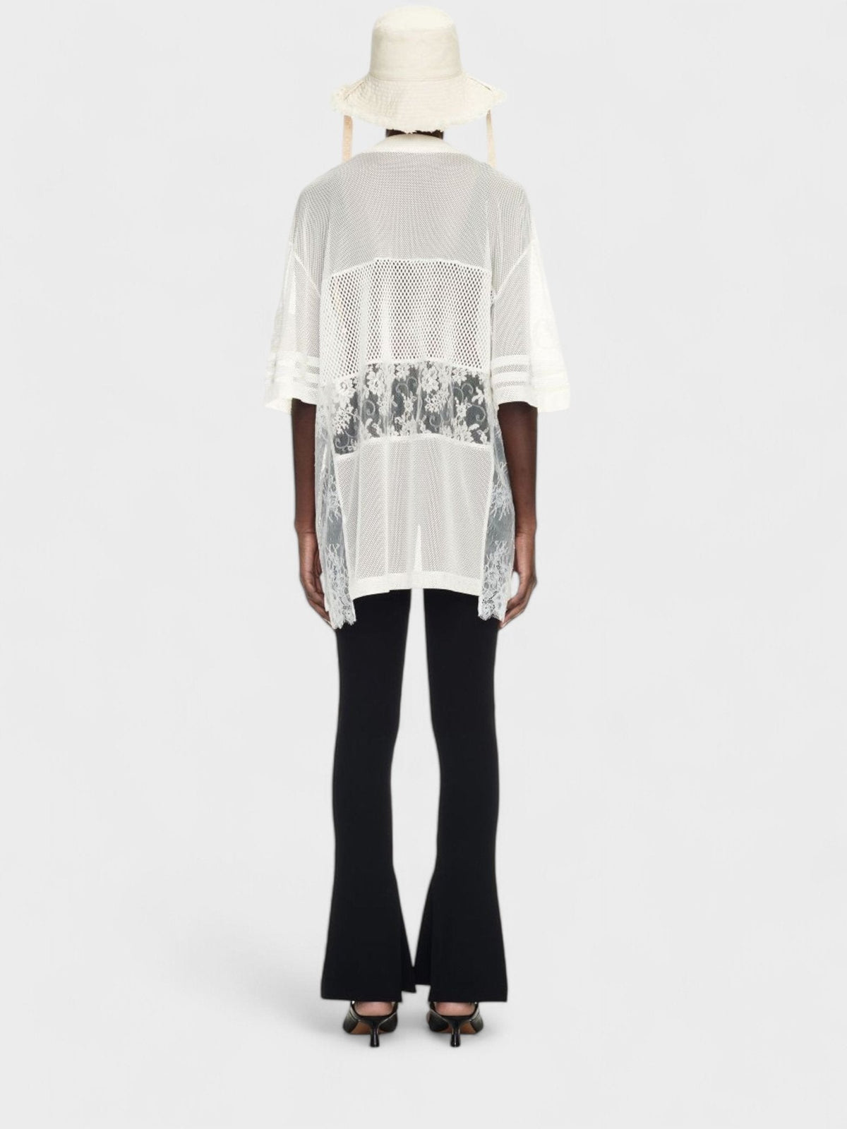 Off-White Lace & Mesh Sport Top White