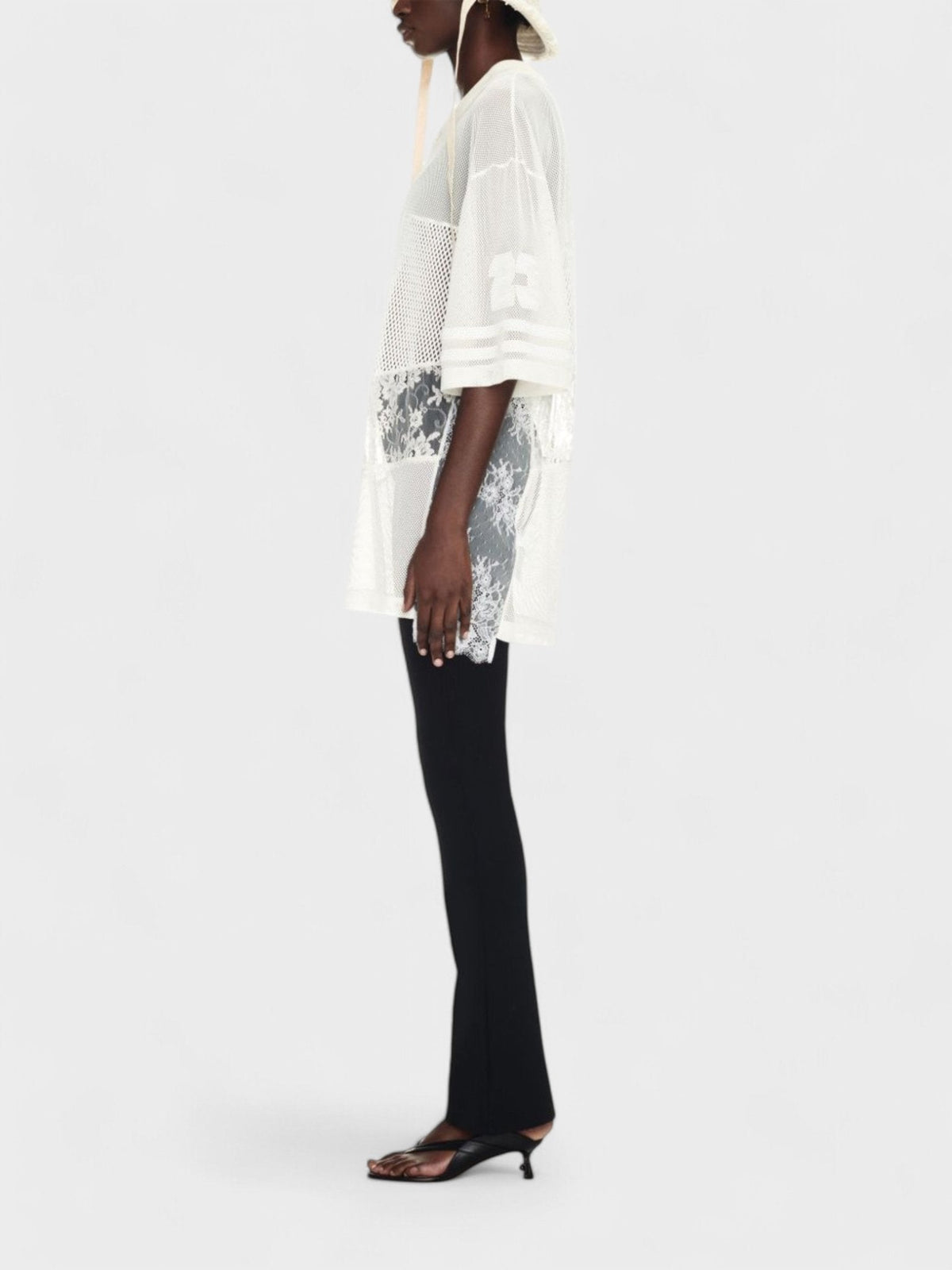 Off-White Lace & Mesh Sport Top White
