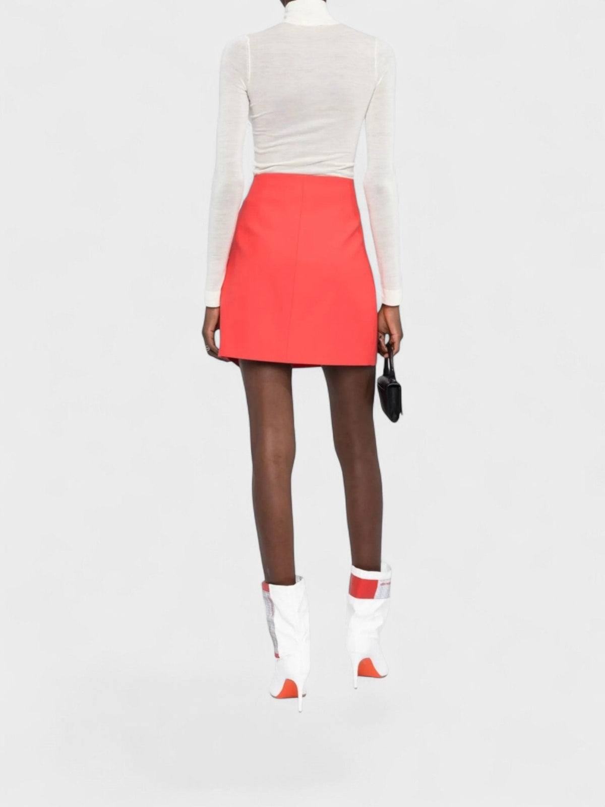 Off-White Logo Print High Waisted Skirt Red White