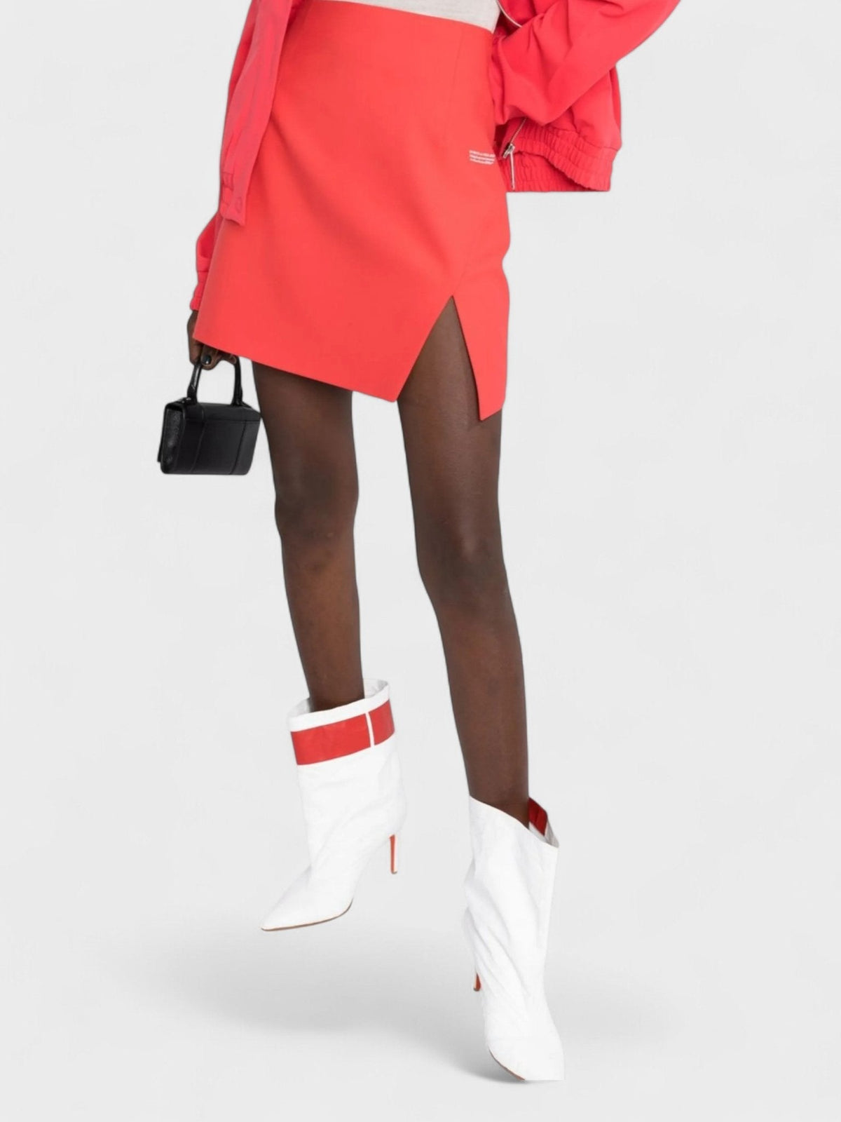 Off-White Logo Print High Waisted Skirt Red White