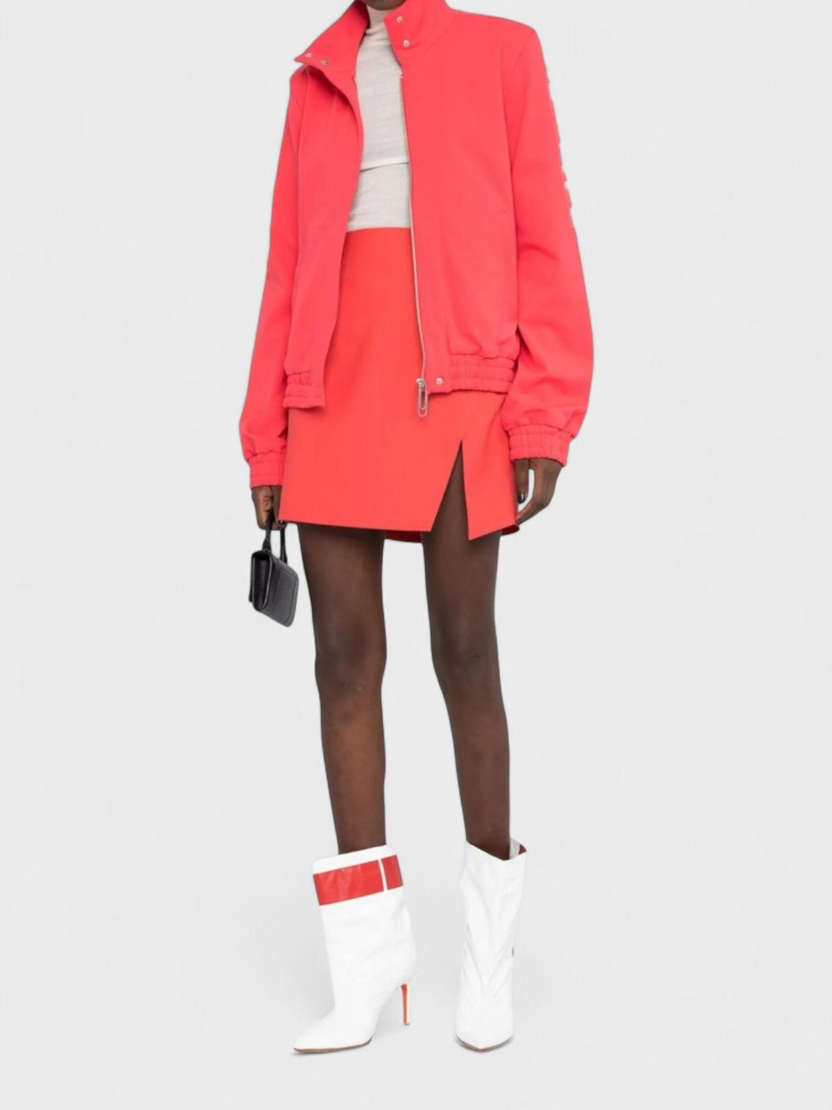 Off-White Logo Print High Waisted Skirt Red White