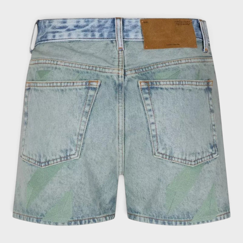 Marbled Denim Shorts