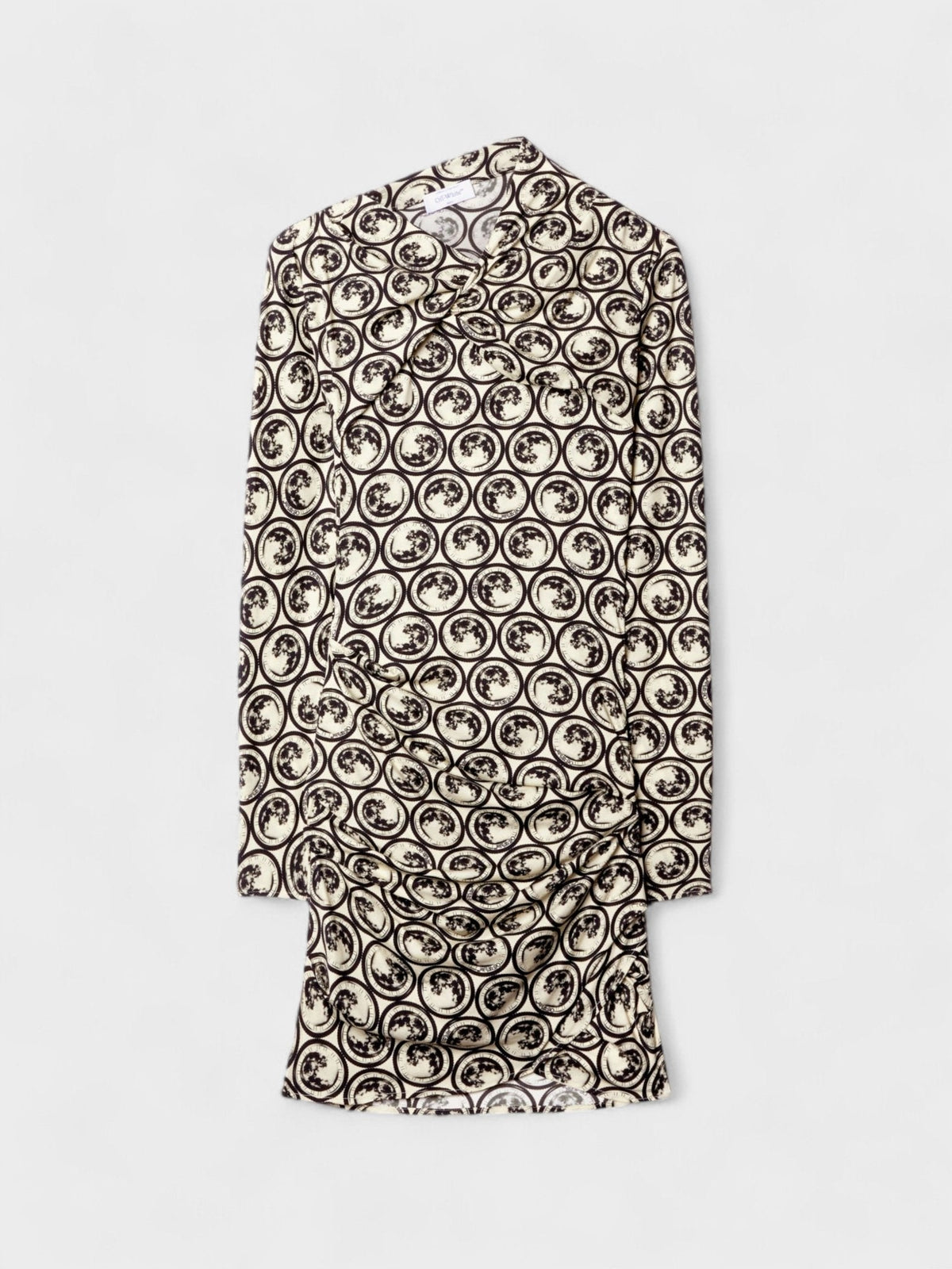 Moon-print Gathered Asymmetric Dress