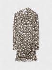 Moon-print Gathered Asymmetric Dress
