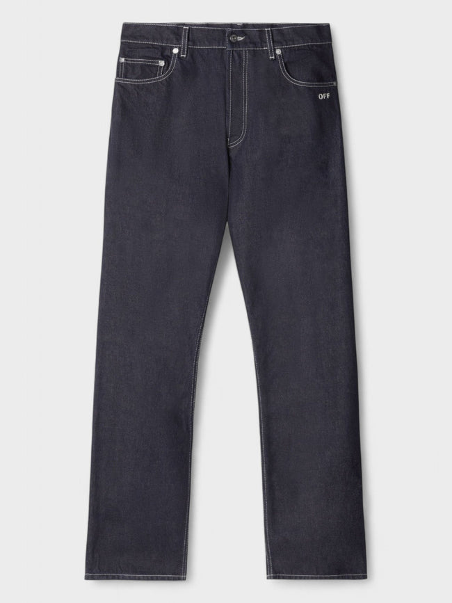 Off-White Off Embroidered Loose Jeans Blue
