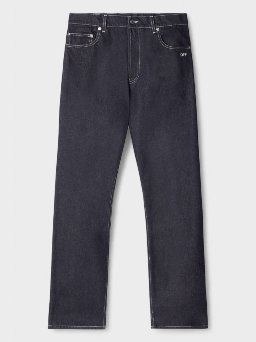 Off-White Off Embroidered Loose Jeans Blue