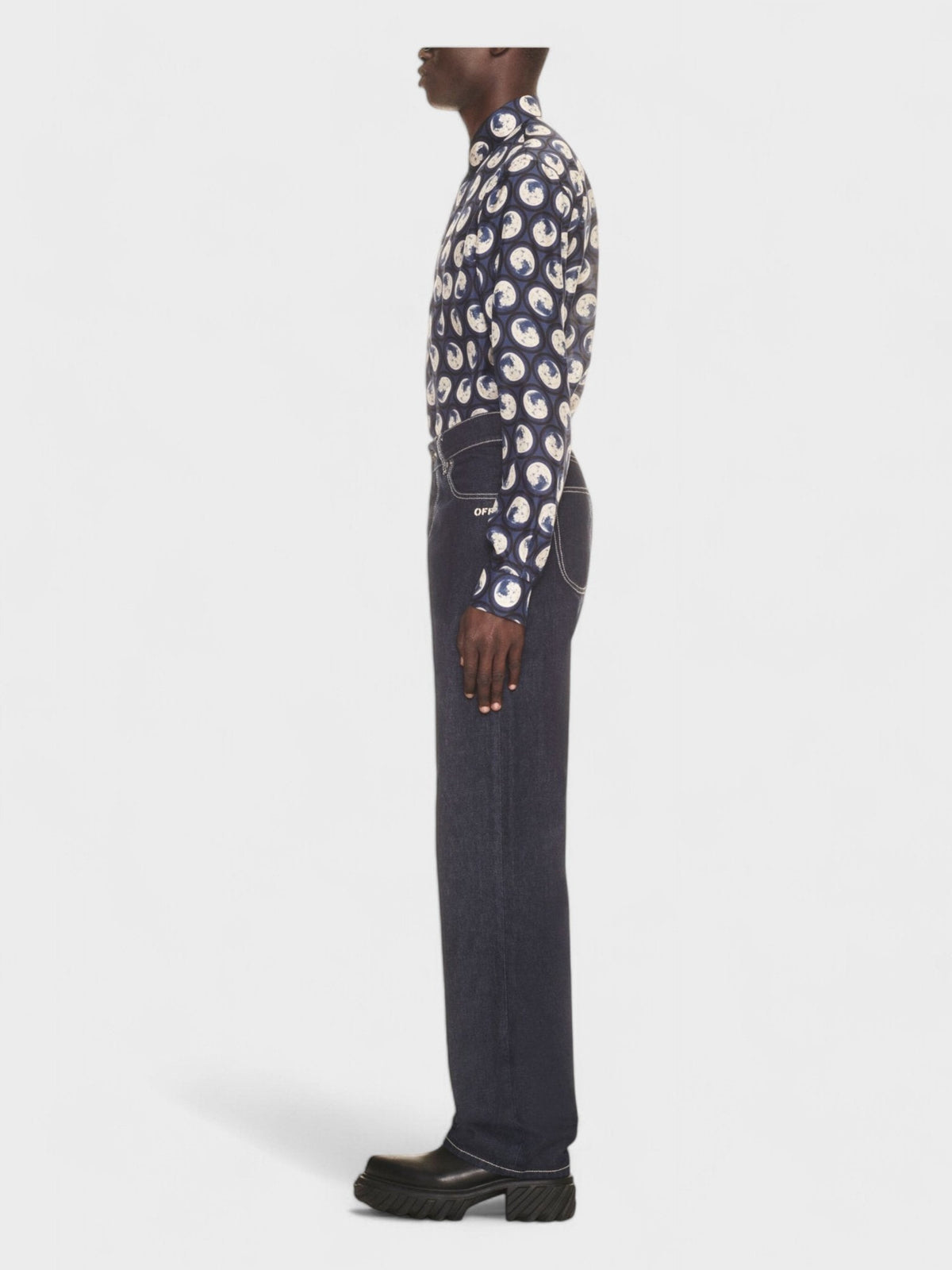 Off-White Off Embroidered Loose Jeans Blue