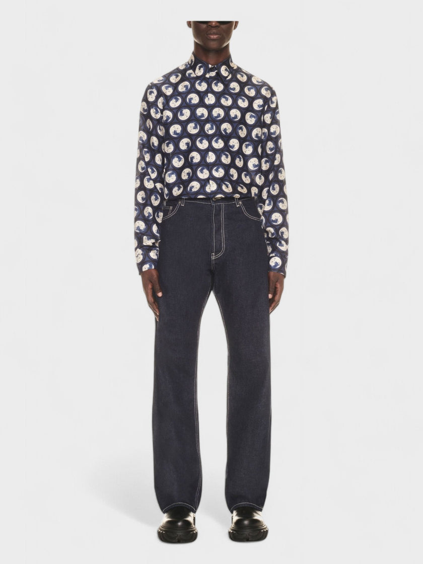 Off-White Off Embroidered Loose Jeans Blue