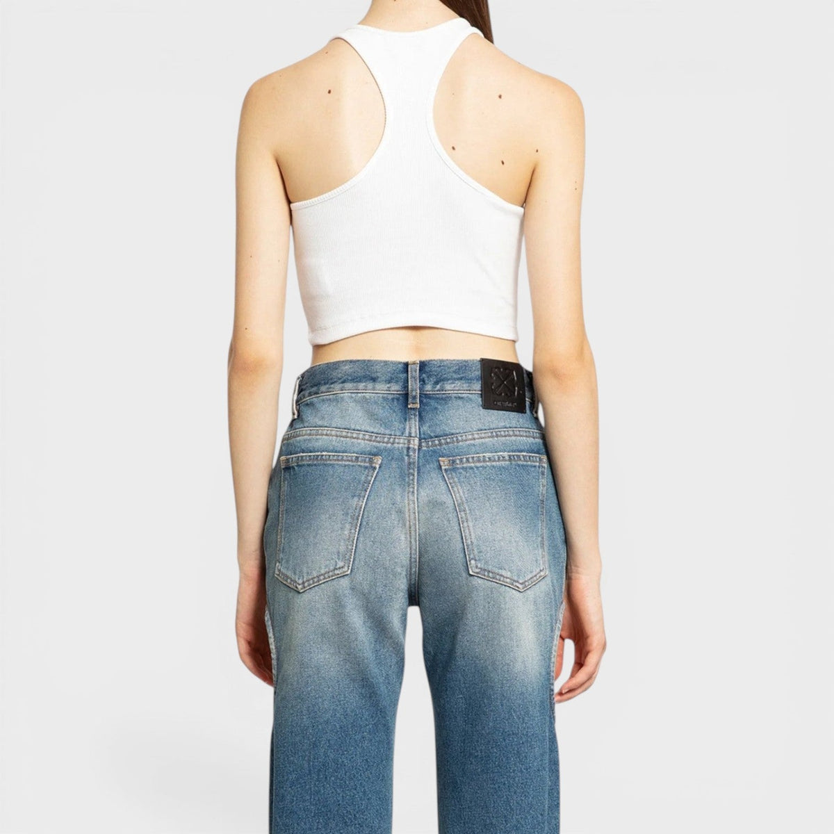 Off Stamp Rib Rowing Top White