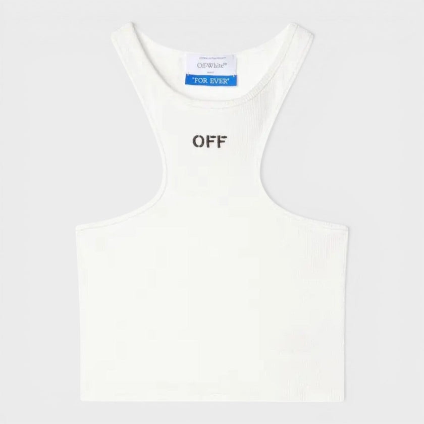 Off Stamp Rib Rowing Top White