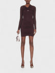 Off-White Off Stamp Twist Detail Minidress Brown