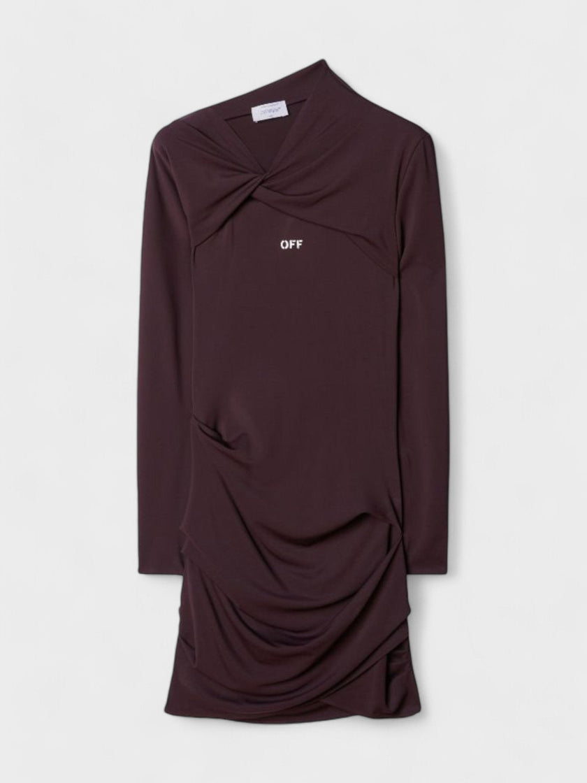 Off-White Off Stamp Twist Detail Minidress Brown